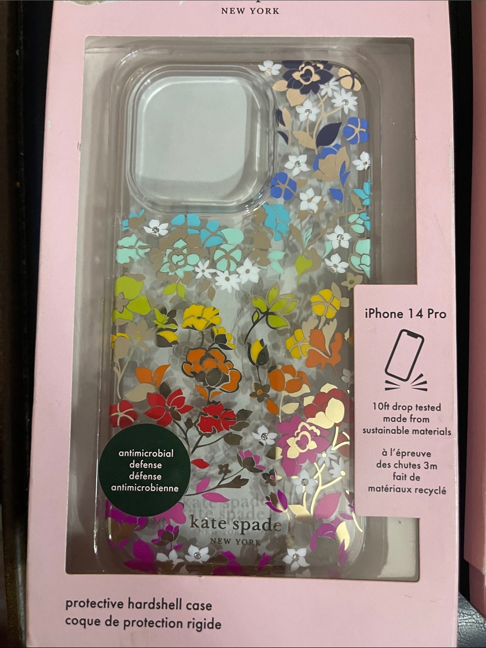 kate spade Clear Floral iPhone 14 Pro Case with Multicolor Flowers